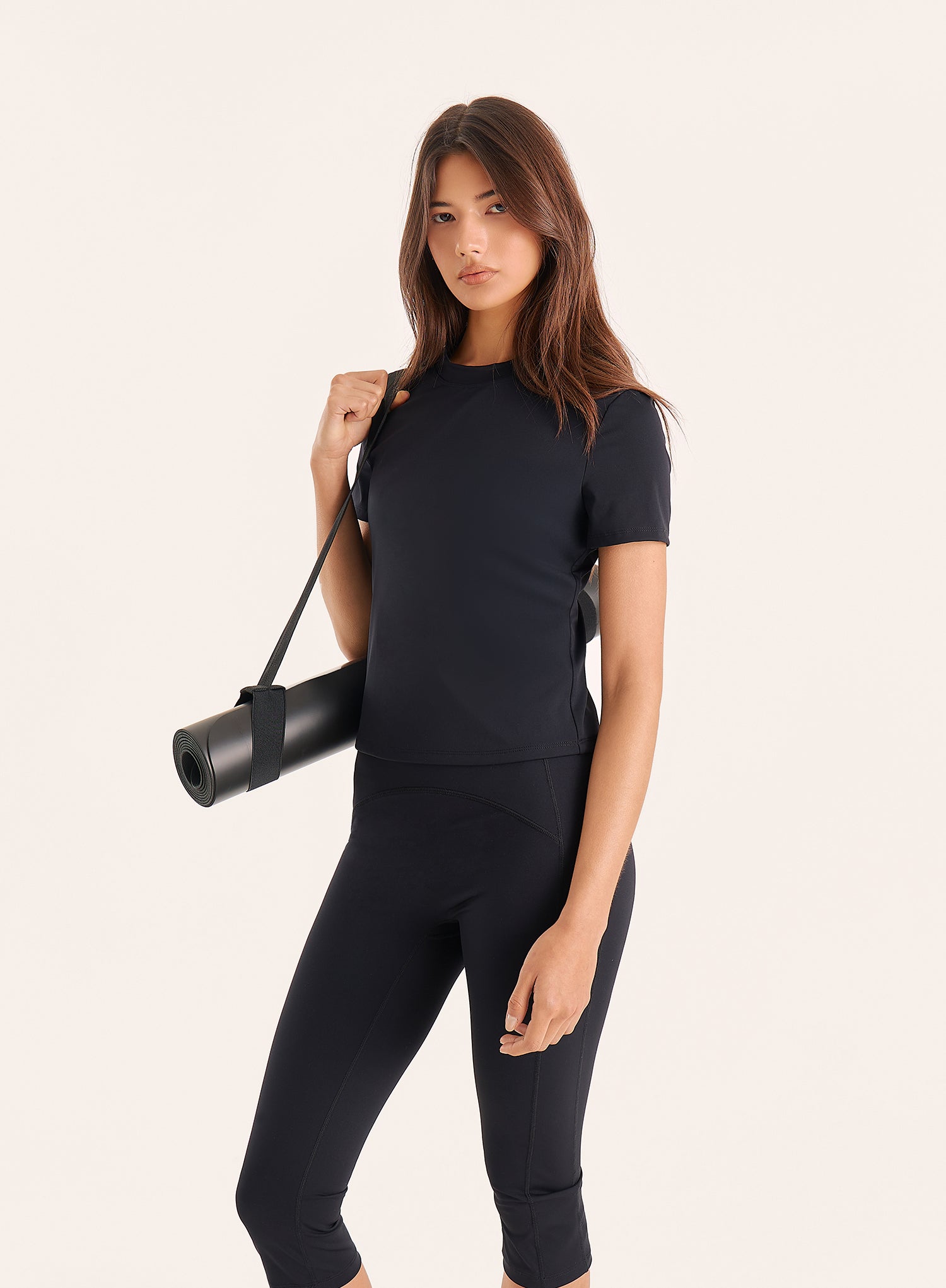 Black Short Sleeve Soft Stretch Gym Top